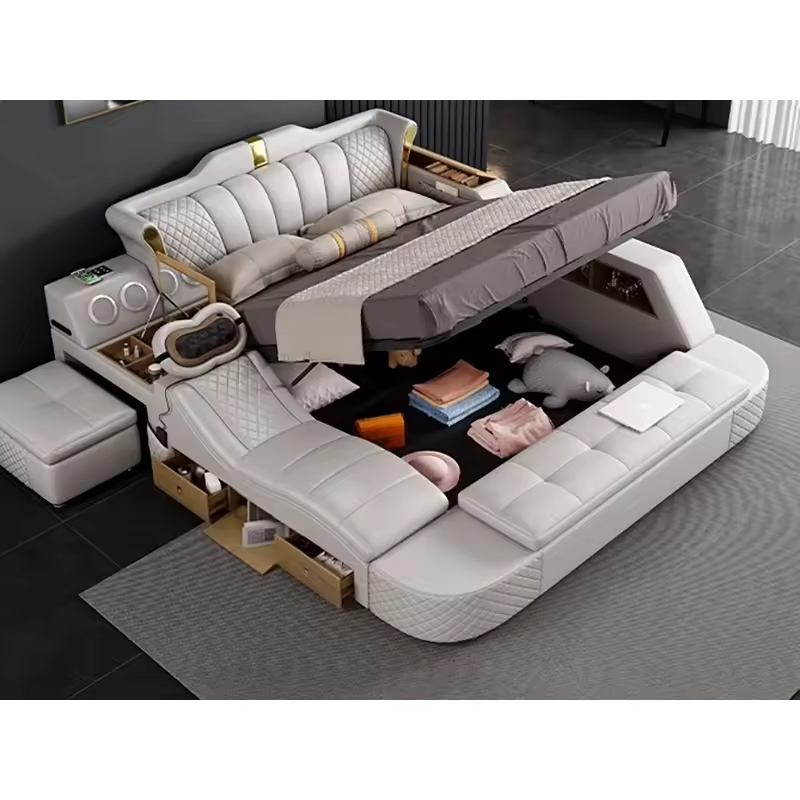 leather king bed frame with storage