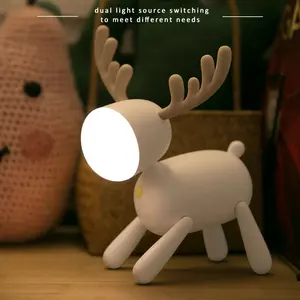 Christmas Elk Night Light Cute Silicone Deer Horn Light Christmas USB Charging Children's Reading Lamp As Decoration