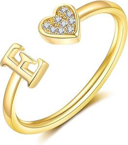 Women <strong>Teen</strong> Initial Birthstone <strong>Rings</strong> 14K Gold Plated Stackable Dainty Cubic Zirconia Adjustable Size 5-10 Christmas Birthday - Product Image 5