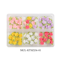Hiasan Kuku Bunga Resin Warna Campuran 3D Datar Berkilau DIY Dekorasi Kuku Aksesoris Salon