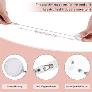 Boucle transparente à ouverture facile avec clip dorsal, cordon rétractable semi-transparent pour badge d'infirmière, clip pour carte d'identité. - Product Image 4