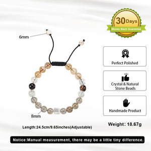 Bracelet réglable en perles <span class=keywords><strong>de</strong></span> quartz rutilé doré 8 mm RINNTIN GMB90, quartz fantôme jaune, <span class=keywords><strong>opale</strong></span> jaune, bracelet <span class=keywords><strong>de</strong></span> guérison - Product Image 4