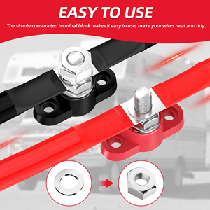 2 Piezas de Bloque de Distribución de Energía M10 de 12V, Bloque de Distribución de un Solo Terminal de 80A, Barras Colectoras Eléctricas de Cobre Puro Positivo y Negativo - Product Image 4