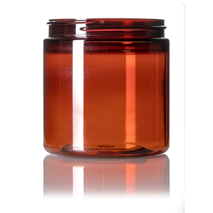 8 oz amber PET plastic single wall jar with 70-400 neck finish
