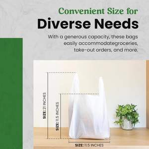 Bolsa de supermercado reciclable portátil y ecológica, bolsas de compras PLA de grado alimenticio con asas para pequeñas empresas para camisetas - Product Image 4