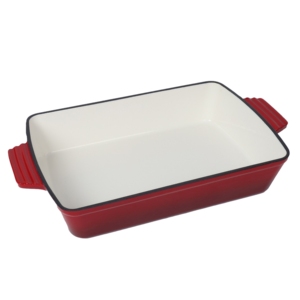 Plat à rôtir en fonte émaillée robuste pour le ragoût de dimanche britannique, plat de cuisson rectangulaire avec doubles poignées, ustensile de cuisine professionnel - Product Image 5