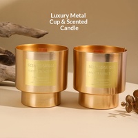 Bougie Votive en Cire de Soja 290g en Gros, Tasse Métallique Dorée Faite à la Main, Cylindrique, Décoration Maison, Cadeau, Aromathérapie, Fêtes