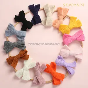 New Winter Baby Newborn Bow Knitted Hairbands Kids Hair Bowknot With Elastic Band Girls Hair Accessories