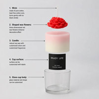 Bougie en cire de soja en vrac, parfumée à la rose, avec dégradé de couleurs, personnalisable OEM, pour mariage, cadeau de la Saint-Valentin