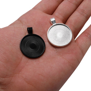 Base de pendentif ronde en alliage de zinc de 25mm avec plaque de verre pour la fabrication de colliers, accessoire de bijoux à faire soi-même - Product Image 3