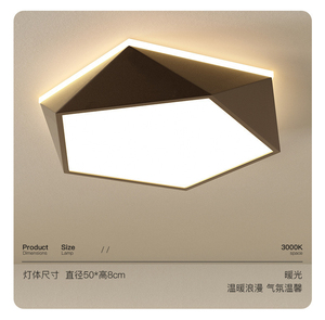 Lámpara de Techo Cuadrada Moderna de Tamaño Mediano, LED 6000K, Cuerpo de Madera, Detalles Dorados, Regulable, para Sala de Estar - Product Image 1