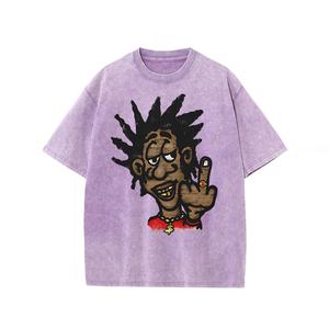 Camiseta de algodón puro Retro para hombre personalizada de fábrica, estampado callejero, tejido lavado con ácido, ajuste de gran tamaño para venta al por mayor - Product Image 3