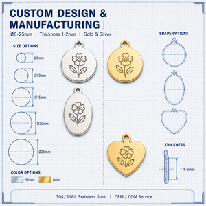 จี้สแตนเลสสตีลแบบกำหนดเอง ขัดเงา รูปหัวใจวงรี สำหรับทำสร้อยคอ - Product Image 3