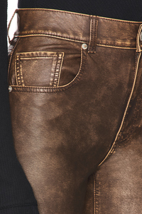 <span class=keywords><strong>Pantaloni</strong></span> Cargo <span class=keywords><strong>in</strong></span> <span class=keywords><strong>Pelle</strong></span> Marrone Personalizzati per Donne, Vita Alta, Gamba Larga, Chiusura Elastica, Casual, Antirughe, con Bottoni, Taglia XL - per l'Autunno - Product Image 5