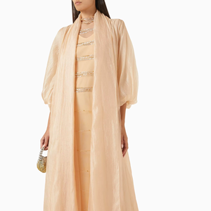 <strong>2026</strong> Elegant Vintage Eid Dress Solid Organza Dubai Kaftan for Jilbab Open Abaya Kaftan for Muslims for Daily Wear in <strong>Turkey</strong> - Product Image 1