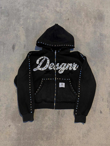 OEM Streetwear Hoodie Manufacturer Vintage Full Zip Hoodie Heavyweight Cotton Logo Print Design High Quality Men Hoodie - Product Image 2