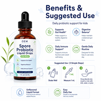 Gouttes liquides probiotiques pour enfants Spore Probiotic, formule nutritionnelle quotidienne sans arôme avec fibres prébiotiques et vitamine D3 pour la collection Bien-être