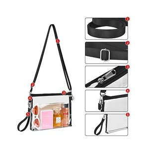 Kamcity Women's Fashionable <strong>Small</strong> Mini Crossbody Bag <strong>Black</strong> Transparent Purses <strong>Handbags</strong> Portable Lady Style with Nylon Lining - Product Image 3