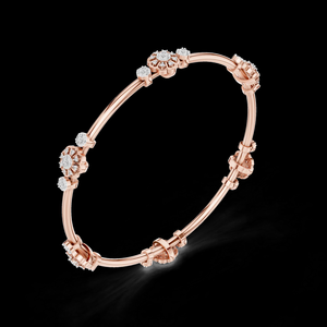 Bracelet à maillons classique en argent sterling or rose avec diamants floraux pour femme - Élégance intemporelle, luxe pour mariage, anniversaire, fête - Product Image 2