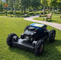 Tondeuse robot tout-terrain 4 roues télécommandée à moteur essence pour jardin, idéale pour les pentes et talus, antidérapante, DIY