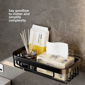 Estante de almacenamiento de inodoro de aleación de aluminio montado en esquina <span class=keywords><strong>Ermo</strong></span> Modern, cesta de papel higiénico sin perforaciones con rollo de papel para Baño - Product Image 6