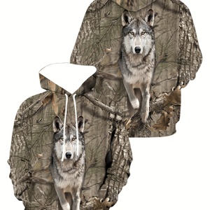 Sudadera con Capucha Oversize para Hombre con Diseño de Patrón 3D Bordado de Deadwood y Cordón Ajustable, Top de Punto para Primavera y Otoño - Product Image 4