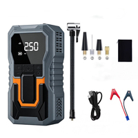 Démarreur de batterie portable 6000 mAh avec banque d'alimentation, embouts de gonflage multiples et lumière LED, comprenant un gonfleur de pneus pour véhicules 12V – Outil d'urgence automobile