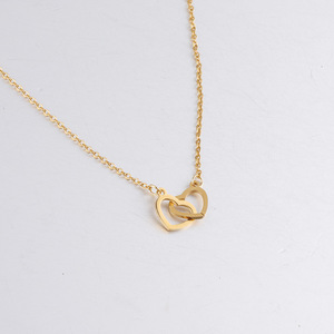 Collier double cœur pour couple <span class=keywords><strong>femme</strong></span>, plaqué or 18 carats, pendentif, <span class=keywords><strong>mariage</strong></span>, Saint-Valentin, cadeau de fête, bijoux fins - Product Image 5