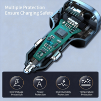 Cargador de Coche GXY Rápido USB C PD para Encendedor de Cigarrillos 12-24V con Indicador LED de Voltaje y Cable Retráctil Portátil