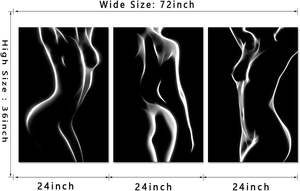 MAMAGO Art mural sur toile diamantée fait main, motif corps sexy, affiche abstraite <span class=keywords><strong>noir</strong></span> <span class=keywords><strong>et</strong></span> <span class=keywords><strong>blanc</strong></span>, peinture de femme nue, décoration minimaliste 3 pièces pour la maison - Product Image 5