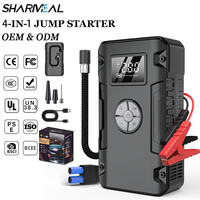 SHARMEAL Fabricant OEM&ODM Démarreur de Voiture Portable 4-en-1 avec Batterie Externe 12V 6000mAh et Pompe à Air