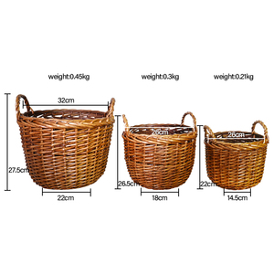 Panier à linge tressé artisanal en rotin, thème floral, origine Anhui, pour l'organisation domestique, avec poignées - Product Image 6