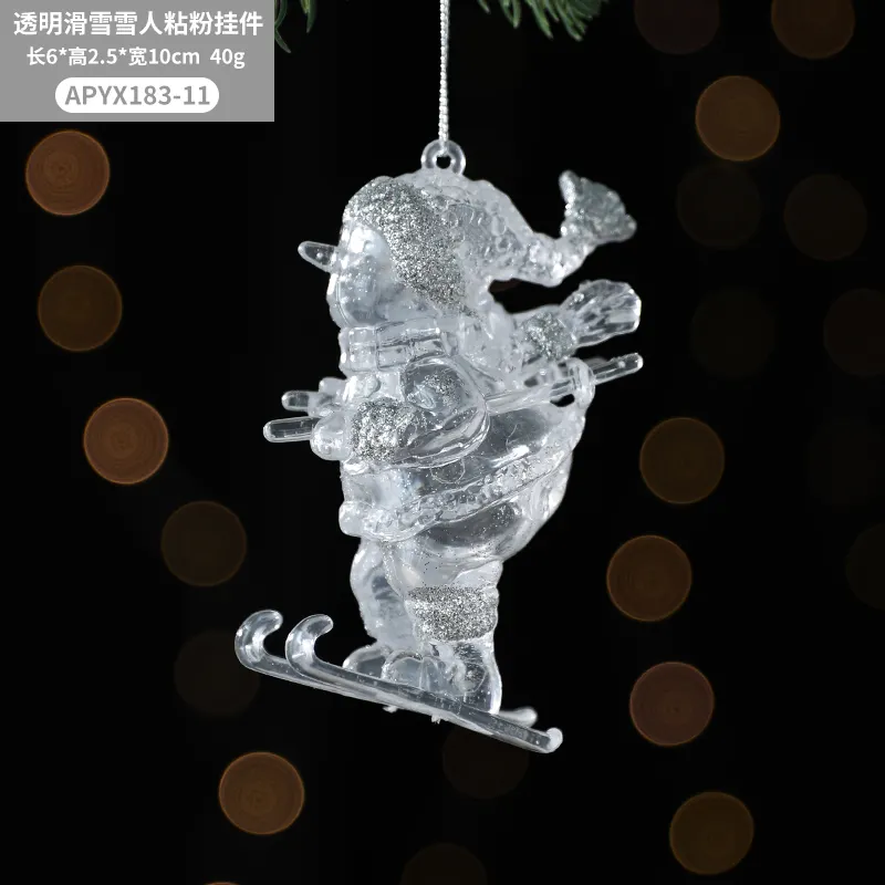 Pingente acrílico transparente de pendurar, decoração caseira de árvore de natal