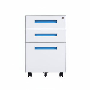 Mobiler Akten schrank aus kompaktem Stahl mit schmalem Einbau griff und Rollen für das Home Office - Product Image 1