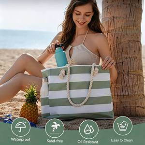 Bolsa de Playa para Mujer, Grande, Impermeable, Resistente a la Arena, con Cierre, Plegable, para Piscina, Playa, Vacaciones de Verano - Product Image 3