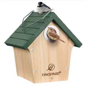 บ้านนกไม้ Kingsyard หลังคาสีเขียว ขนาดเล็ก กล่องรังแขวนกลางแจ้งสำหรับนก - Product Image 1