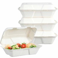 Boîtes en bagasse de canne à sucre biodégradable, type clamshell, 9 x 6 pouces, pour gâteaux, emballage de gâteaux, emballage de sandwichs, contenants pour gâteaux, en carton