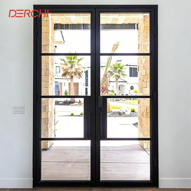 DERCHI Light Single Door Wrought Iron Modern Luxury French Door Simple Elegant Design Glass Steel Swing Enter Aluminium Doors · image 3