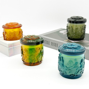 Embossed Scented Candles Glass Cup 120g Cylinder Home Decoration - Product Image 3