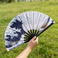 Nouveau éventail de kung-fu style peinture à l'huile, 33 cm, taille géante et en plastique