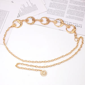 Cadena de cintura metálica con diseño de luna y estrella para mujer, aleación de zinc, estilo hip hop, para uso diario, cadena corporal de moda. - Product Image 2