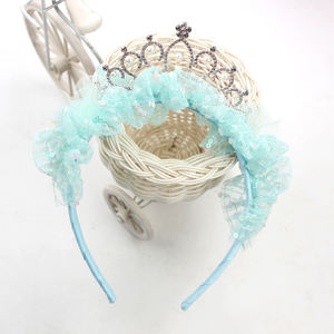 Princess Chiffon Crown Hair Bows for Girl Organza <strong>Mesh</strong> Hair <strong>Deco</strong> with Sequin Tutu Crown Band Kids Hair Accessories - Product Image 4