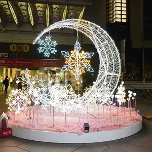 Centro comercial personalizado pantalla gigante brillante estrella copo de nieve 3D escultura Led Ramadán motivo luces