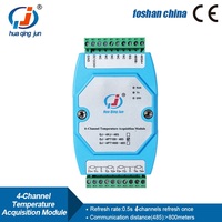Huaqingjun Módulo de adquisición de temperatura RS485 PT1000 de 4 canales MODBUS RTU Resistencia térmica para sensores PT1000