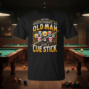 Camiseta con estampado de hombre mayor con taco de billar, regalo para hombres - Product Image 3