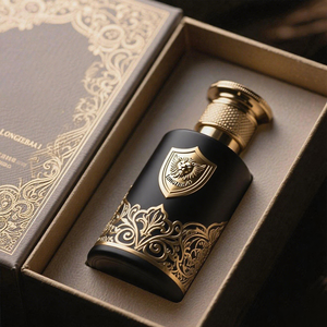 Bán Buôn Sang Trọng Vòng Nước Hoa Chai Thủy Tinh Rỗng Uốn Đen 30Ml 50Ml 100Ml 200Ml 250Ml Chai Nước Hoa Với Vàng Zamac <span class=keywords><strong>Cap</strong></span> - Product Image 1