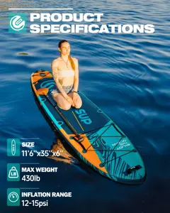 ESUP 11 Ft 6 All Round Standup Paddle Board Inflatable Paddle Sup Board Inflatable Sap Boards Family Outdoor Water Play