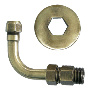 Accesorio para Grifo de Baño, Curva Inferior para Fregadero de Bronce de 1/2\"x10 con Roseta - Product Image 1