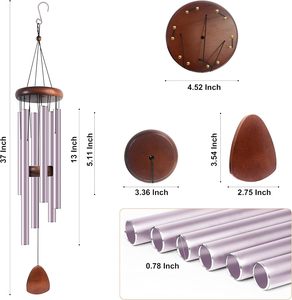 37-inch purple aluminum garden wind chimes, classical music festival gifts, outdoor and indoor decorations - Product Image 1