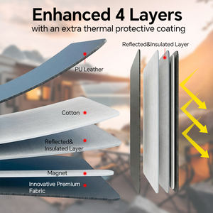 Pare-soleil pour fenêtre de camping-car HOMFUL, fixation magnétique ou à crochets et boucles, isolation <span class=keywords><strong>4</strong></span> couches, protection UV, tapis de fenêtre noir - Product Image 2